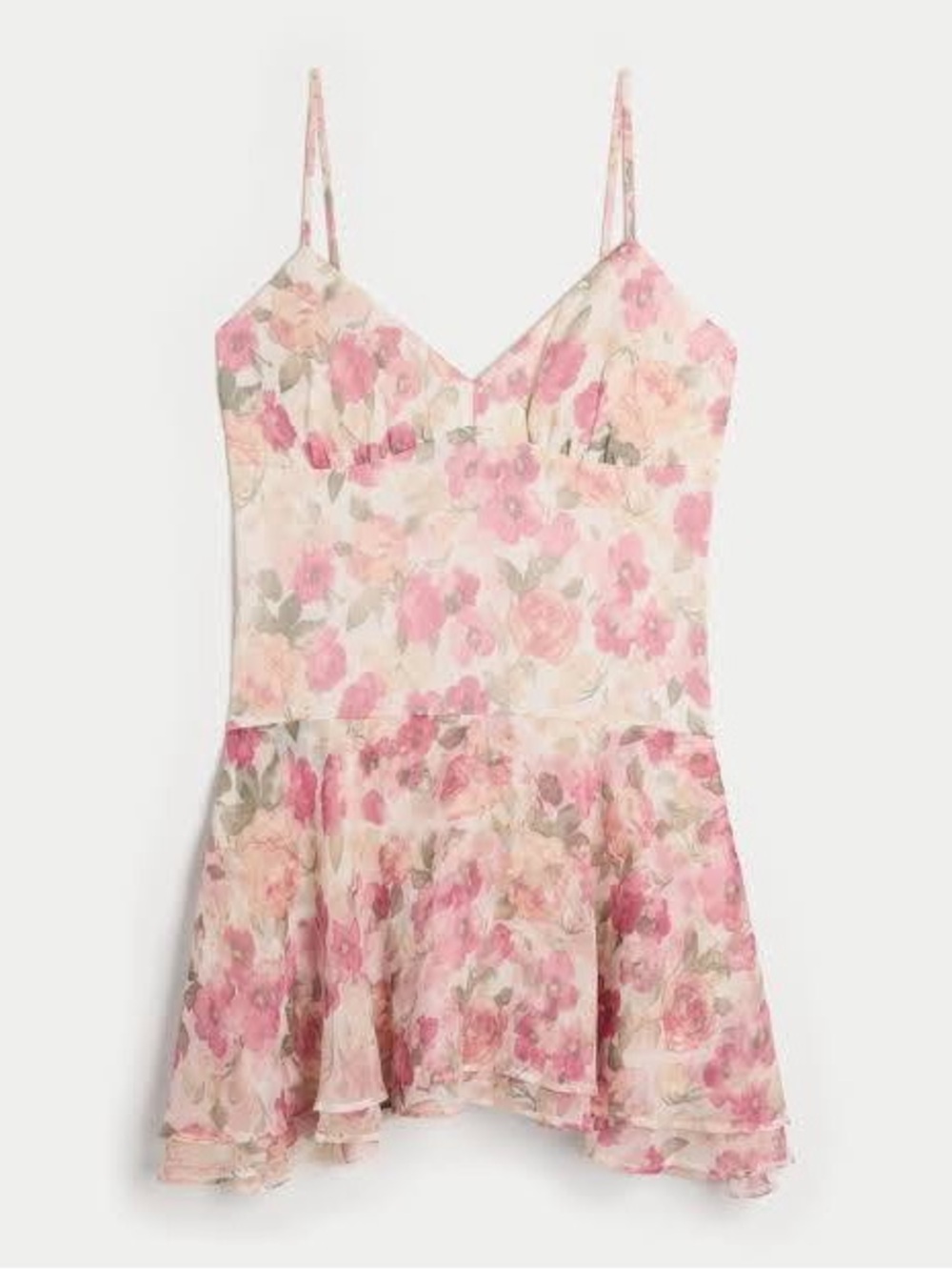 Hollister Pink Floral Chiffon Mini Dress Size XS
